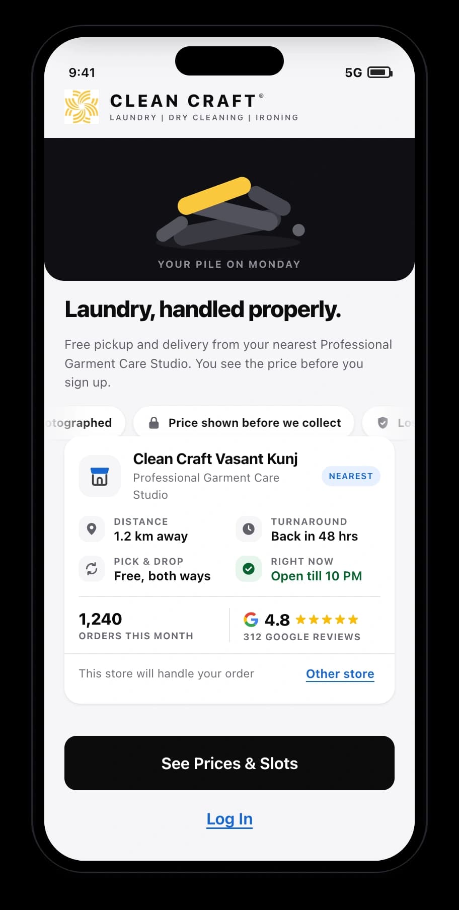 Clean Craft app on iPhone